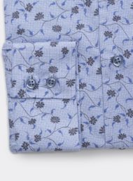 mouw-blauw-maathemd-bloemenprint-heren