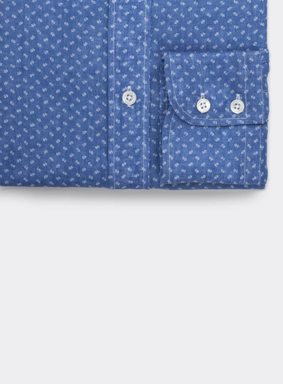 mouw-donkerblauw-herenhemd-bloemen-motief
