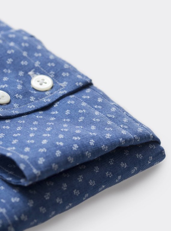 mouw-herenhemd-donkerblauw-bloemenprint