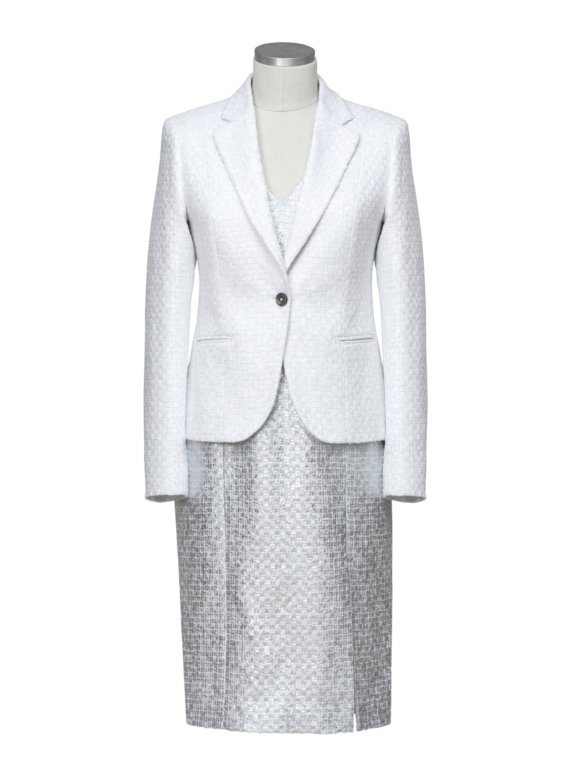 Swing Fashion Maya Mini-jurk voor dames, elegante jurk, feestelijke jurk, feestjurk, avondjurk, bruiloftsjurk, cocktailjurk, kanten jurk, V-hals, lange mouwen, wit, M